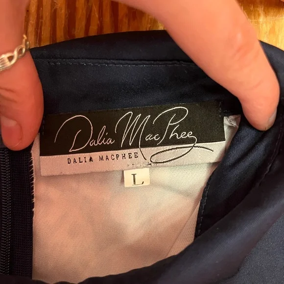 Dalia Macphee Navy and Pink Floral Athletic Collared Dress Size L - Picture 4 of 6